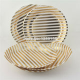 24sets Disposable Wedding Tableware Supplies Paper Plates Paper Cups Glitter Rose Gold/Gold Theme Petite Party Studio Decor