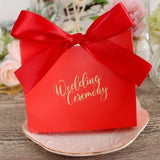 10pcs/lot Small Dark Green Wedding Candy Box With Ribbon Wedding Ceremony Party Decoration Favor Pink Red Gifts Box