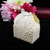 25Pcs Golden/Ivory/Sliver Printed Flower Wedding Favors Candy Boxes,7x4x9cm Christmas Gift Boxes ,Event Party Supplies Candy Box