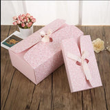 10pcs High-grade Large cardboard Gift box+ribbon packaging wedding, Pink/Blue Rectangle gift paper boxes packing for girls