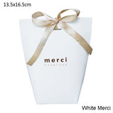 5pcs Upscale Black White Bronzing "Merci" Candy Bag French Thank You Wedding Favors Gift Box Package Birthday Party Favor Bags