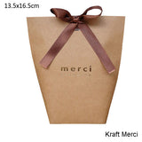 5pcs Upscale Black White Bronzing "Merci" Candy Bag French Thank You Wedding Favors Gift Box Package Birthday Party Favor Bags