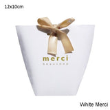 5pcs Upscale Black White Bronzing "Merci" Candy Bag French Thank You Wedding Favors Gift Box Package Birthday Party Favor Bags