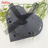 50pcs Laser Cut Heart Wedding Candy Boxes Gift Box with Ribbon Birthday Sweet Bag Wedding Favors box For Guest Party Supplies 8Z