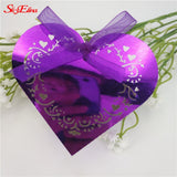 50pcs Laser Cut Heart Wedding Candy Boxes Gift Box with Ribbon Birthday Sweet Bag Wedding Favors box For Guest Party Supplies 8Z