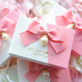 Pearl ribbon bowknot Wedding Birthday Guests Event party pink Candy box baby shower Party Supplies Bomboniere