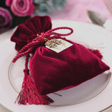 10pcs China Wedding Velvet Gift Bags for Guests Red Pink Chinese Wedding Accessories Bags Candy Bar Conos De Papel De La Boda