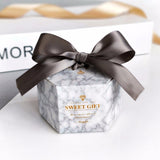 New Europe Hexagon Style Candy Box Wedding Favors Paper Gift Boxes with Ribbon Baby Shower Birthday Gifts Bag Party Supplies