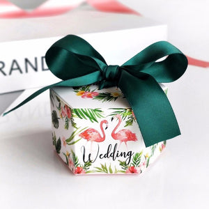 New Europe Hexagon Style Candy Box Wedding Favors Paper Gift Boxes with Ribbon Baby Shower Birthday Gifts Bag Party Supplies