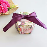 New Europe Hexagon Style Candy Box Wedding Favors Paper Gift Boxes with Ribbon Baby Shower Birthday Gifts Bag Party Supplies