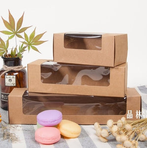 kraft paper gift box with window cupcake mooncake cookies DIY dessert packing box gift carton box