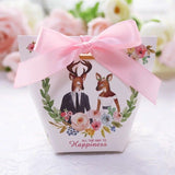 30pcs Creative European Cartoon rabbit deer Unicorn Candy Boxes Wedding Favors Bomboniera Party Gift Box paper package Candy Bag