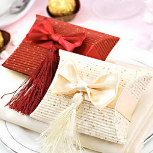 Free Shipping Paper Pillow Red and Cream Wedding Decoration Favors and Gifts Baby Shower Candy Boxes Gift Packaging