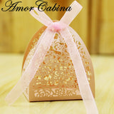 50pcs Wedding Lace Flower Design Laser Cut Candy Box Wedding Gift Box for Guest Wedding Gift Birthday Party Decoration