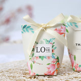 50 Pcs Creative Floral Wedding Favors Candy Boxes Bomboniera Giveaways Box Sachet Party Gift Box Paper Gift Bags Candy Bags