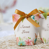 50 Pcs Creative Floral Wedding Favors Candy Boxes Bomboniera Giveaways Box Sachet Party Gift Box Paper Gift Bags Candy Bags