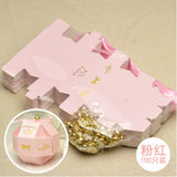 100pcs New Wedding Favors DIY Candy Boxes Bomboniera Party Gifts Chocolate Boxes With Ribbons & Small Bells