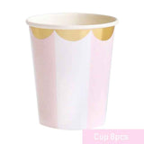 Pink White Gold Plate Cup Paper Napkin Straw Disposable Tableware Set for Wedding Kids Birthday Party Decoration Favors Supplies