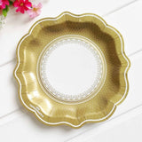 12pcs/set Gold Party Floral Paper Plate Tea Party Picnic Dessert Dishes  Tableware Disposable Wedding Decor Birthday decorate