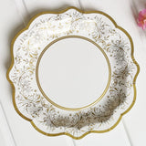 12pcs/set Gold Party Floral Paper Plate Tea Party Picnic Dessert Dishes  Tableware Disposable Wedding Decor Birthday decorate