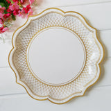 12pcs/set Gold Party Floral Paper Plate Tea Party Picnic Dessert Dishes  Tableware Disposable Wedding Decor Birthday decorate